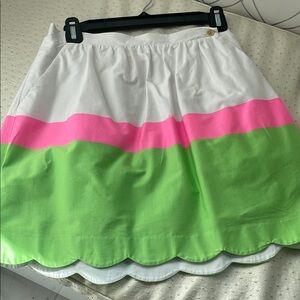 Lilly Pulitzer Pink Green and White scallop edge Skirt